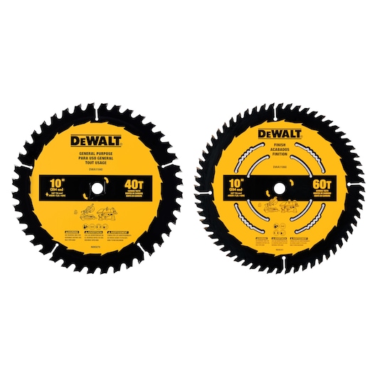 Profile of 60 tooth and 40 tooth saw one blade construction blade set.