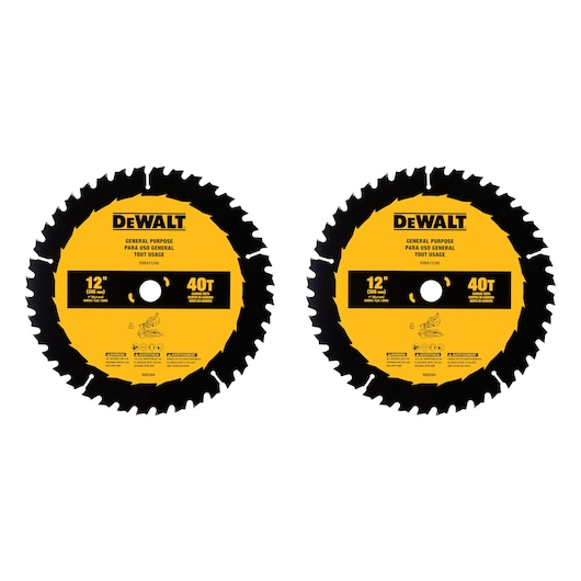 Profile of 12 inch 40 tooth combo pack saw blades.